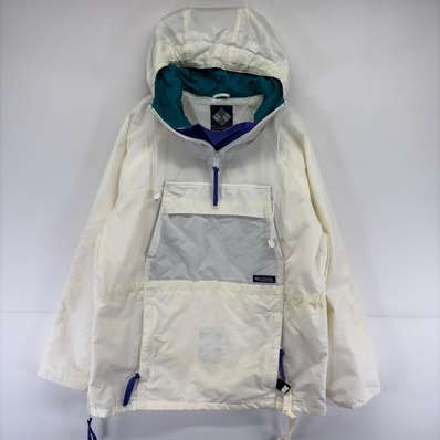 古着 90's/90年代 コロンビア Columbia ジャケット ナイロン プルオーバー パーカー ハーフジップ アノラック L ホワイト レディース