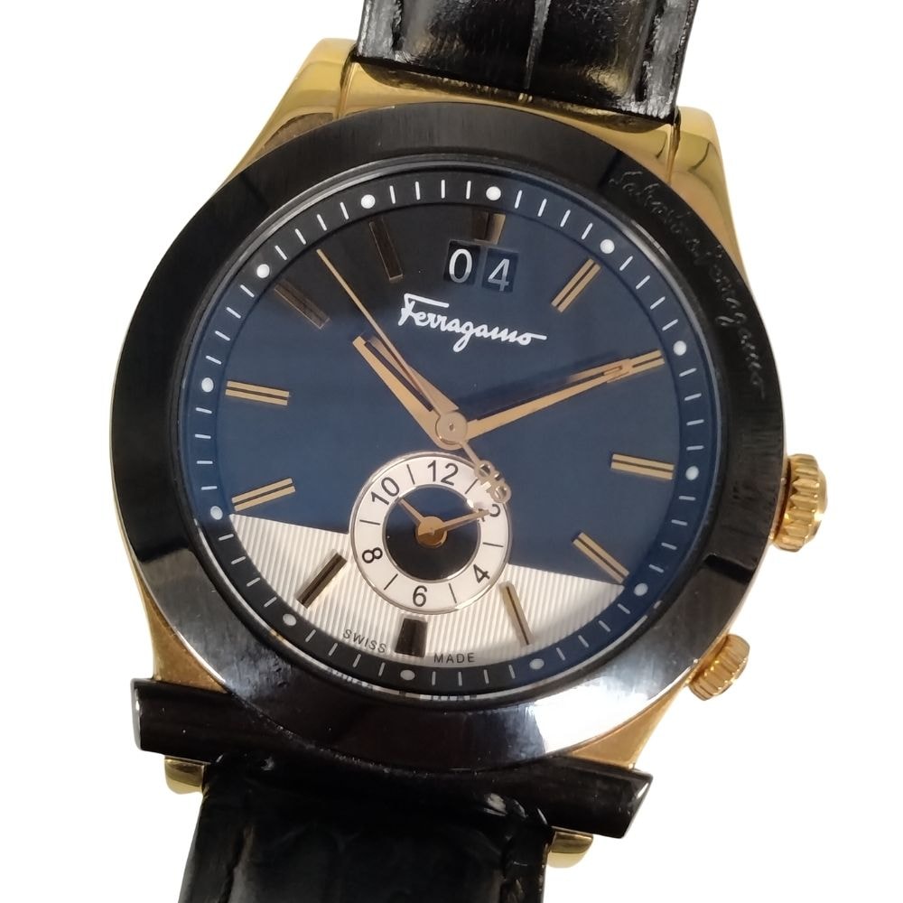 SALVATORE FERRAGAMO サルヴァトーレフェラガモ QZ 腕時計 ブラック ゴールド C827
