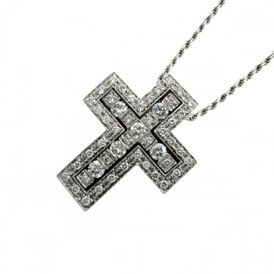 Damiani ダミアーニ ネックレス ベルエポックS ジュエリー アクセサリー メンズ レディース ペンダント クロス Au750 18金 K18ホワイトゴールド ダイヤモンド ユニセックス 約9.7g【中古品】