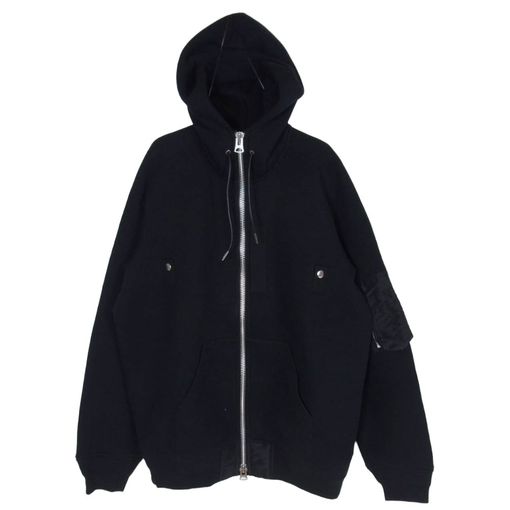 Sacai サカイ パーカー 25-03788M Sponge Sweat Hoodie 再構築 MA-1ドッキング スポンジスウェット ジップパーカー ブラック系 S 2【中古】