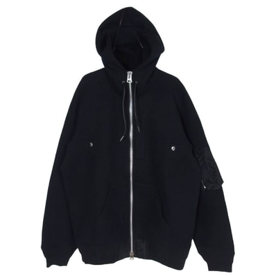 Sacai サカイ パーカー 25-03788M Sponge Sweat Hoodie 再構築 MA-1ドッキング スポンジスウェット ジップパーカー ブラック系 S 2【中古】