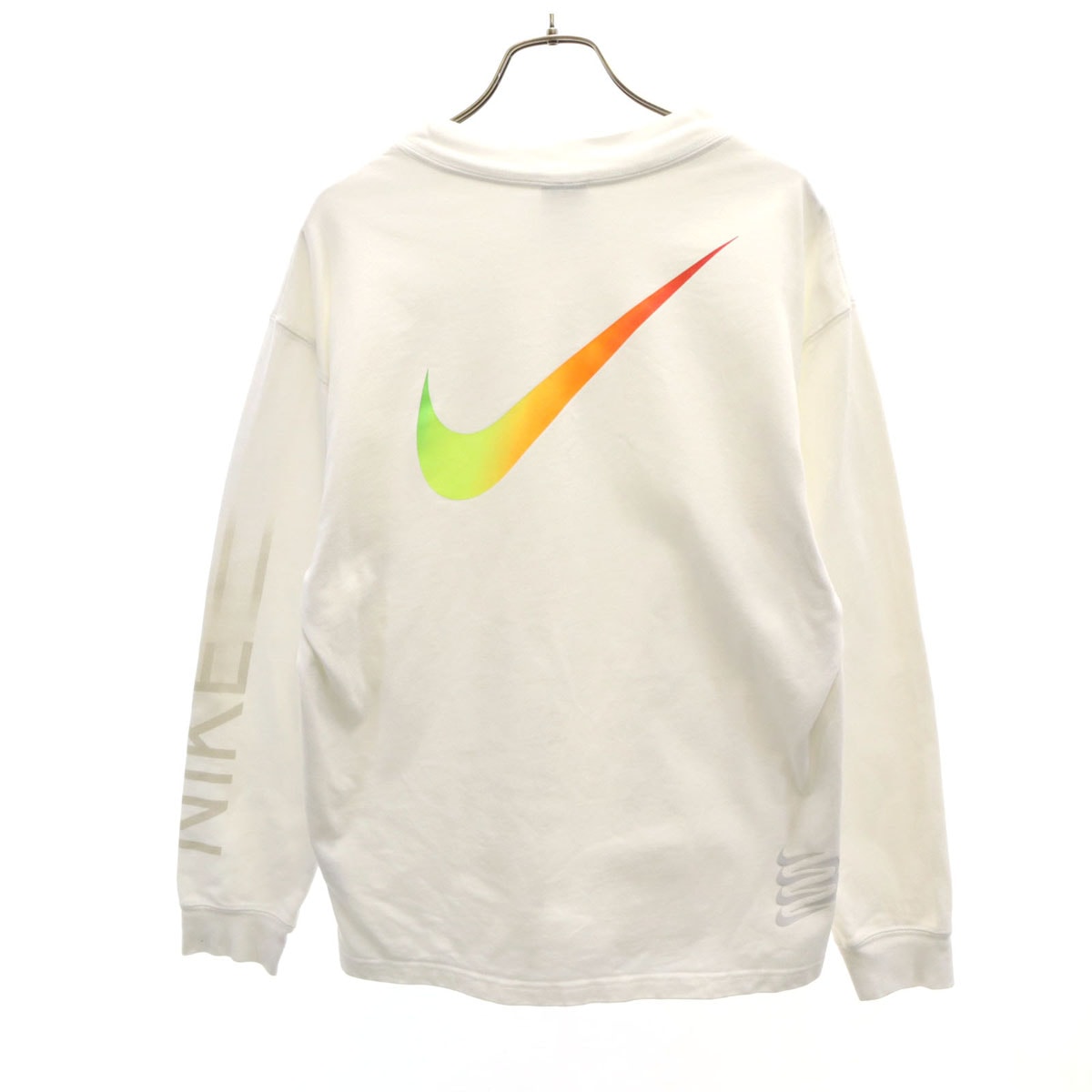 NIKE ナイキ バック スウッシュロゴ 長袖 Tシャツ L ホワイト ロンT