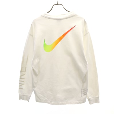 NIKE ナイキ バック スウッシュロゴ 長袖 Tシャツ L ホワイト ロンT