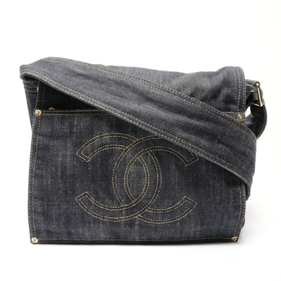 シャネル CHANEL 10番台 2005-2006 ココマーク スパークリングデニム ショルダーバッグ【中古】