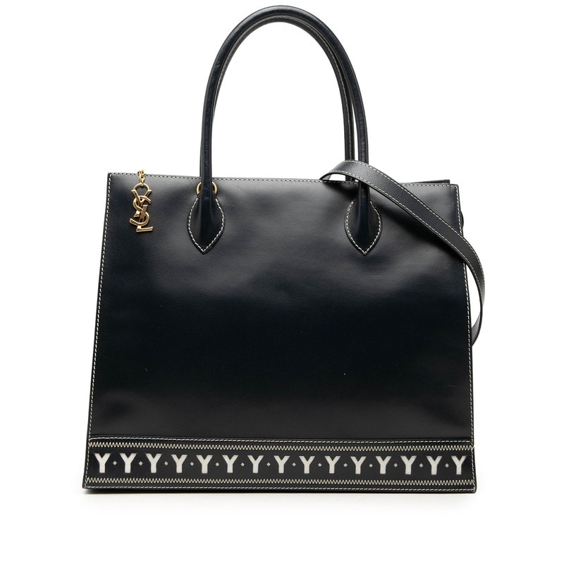 サンローラン トートバッグ 2WAY ショルダーバッグ ネイビー レザー レディース SAINT LAURENT 中古