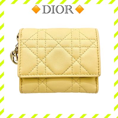 美品 ディオール レディディオール カナージュ ロータスウォレット 三つ折り財布