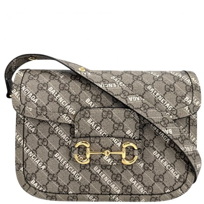 GUCCI グッチ 2WAY ホースビット1955 バレンシアガコラボ 肩掛け 斜め掛け 602204 GGスプリームキャンバス レザー ベージュ ゴールド金具 レディース 美品【中古品】