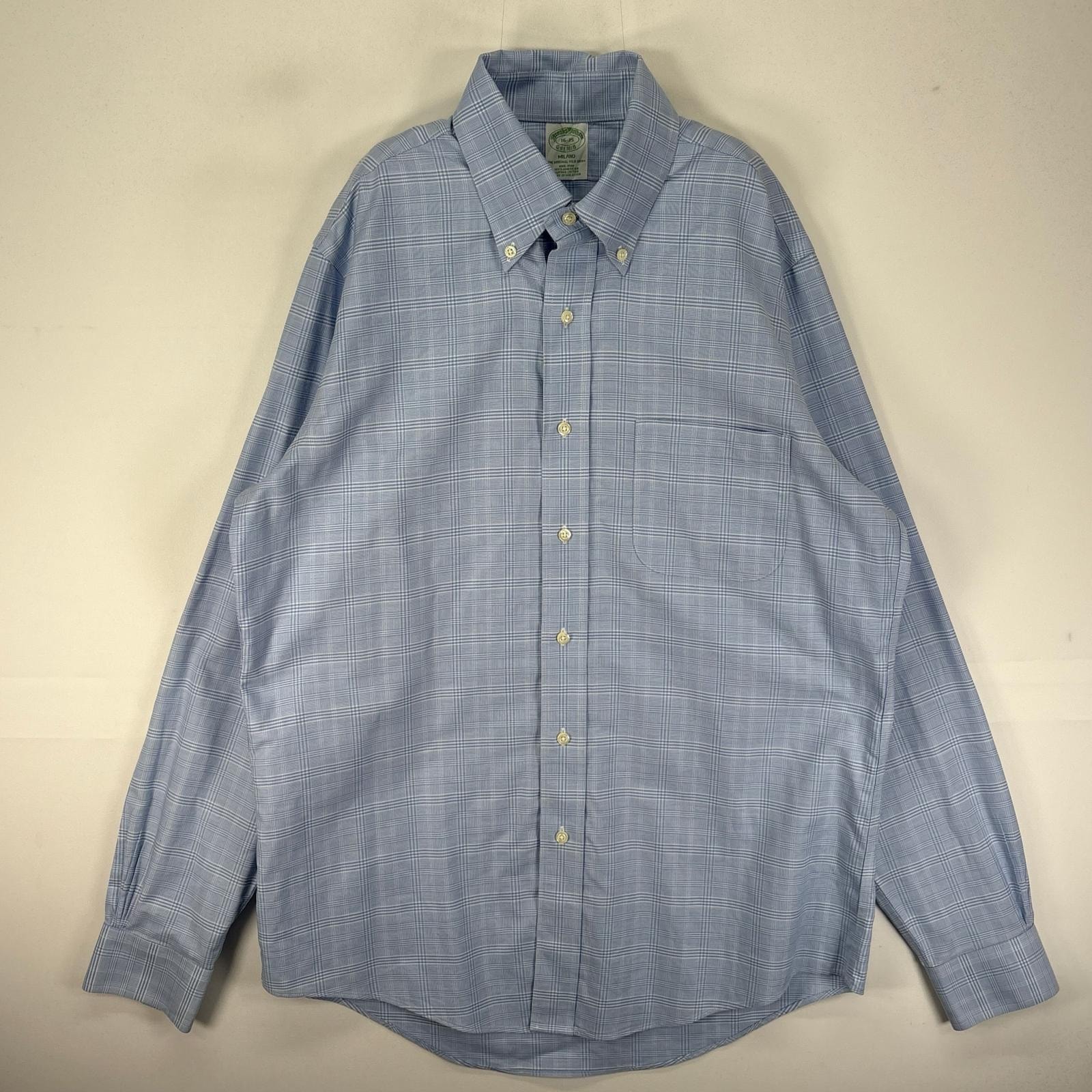古着 ブルックスブラザーズ Brooks Brothers 長袖シャツ ボタンダウン 胸ポケット L  ブルー系 チェック メンズ