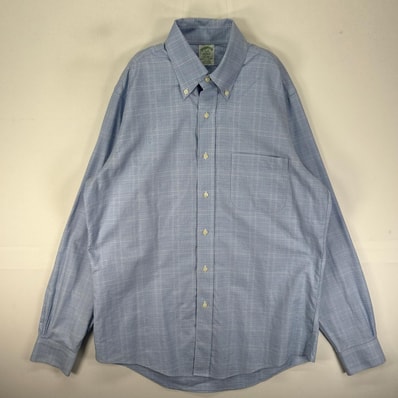 古着 ブルックスブラザーズ Brooks Brothers 長袖シャツ ボタンダウン 胸ポケット L ブルー系 チェック メンズ