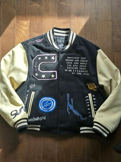 Travis Scott Cactus Jack For Fragment Manifest Letterman Jacket "Black"