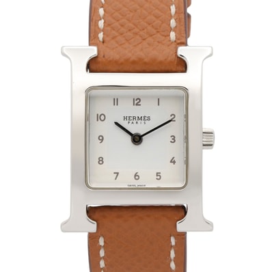 エルメス HERMES Hウォッチ 腕時計 時計 ステンレススチール レザーベルト レディース ホワイト系 HH1.210 【中古】