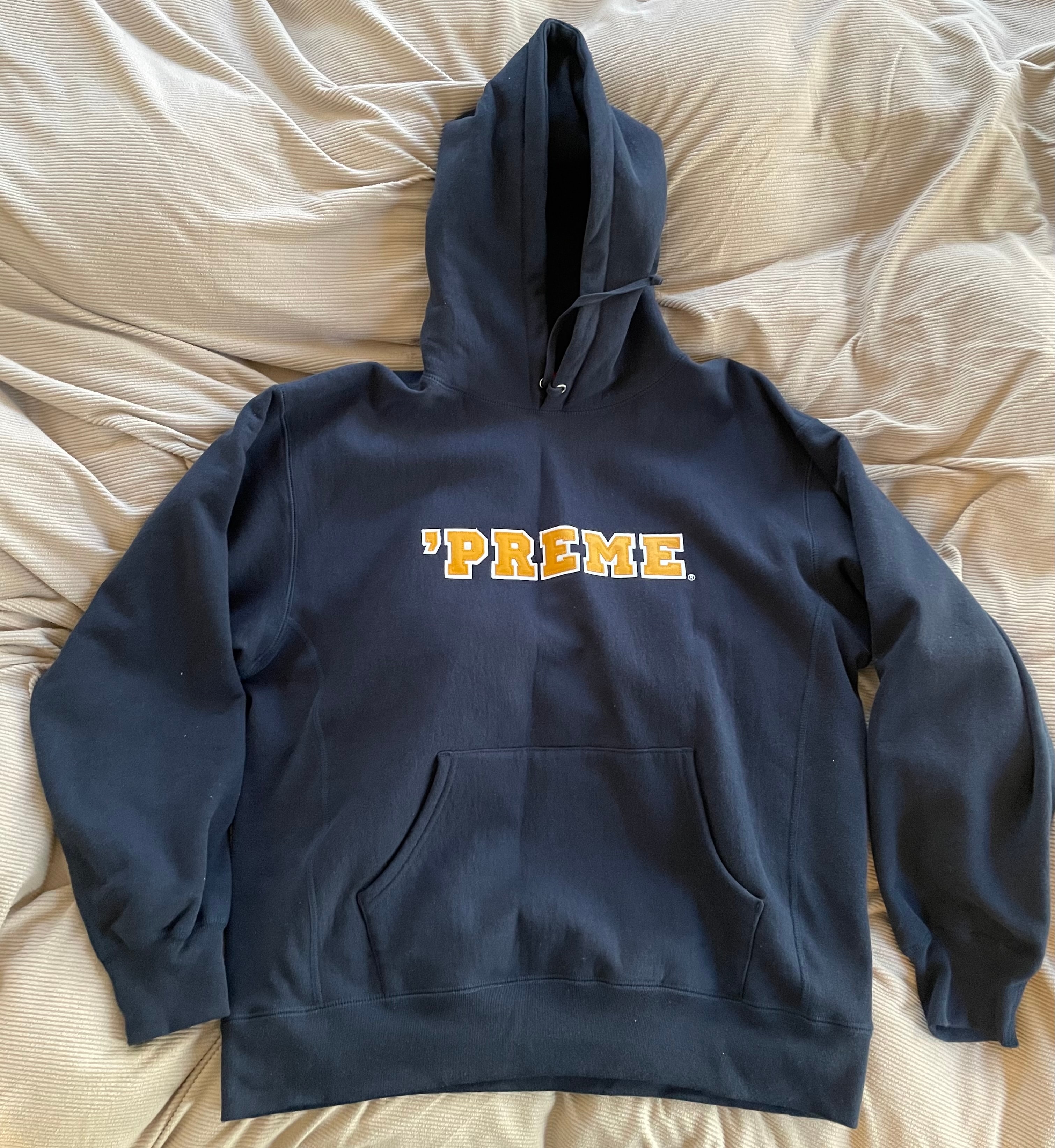 Supreme Preme Hooded Sweatshirt "Navy"
