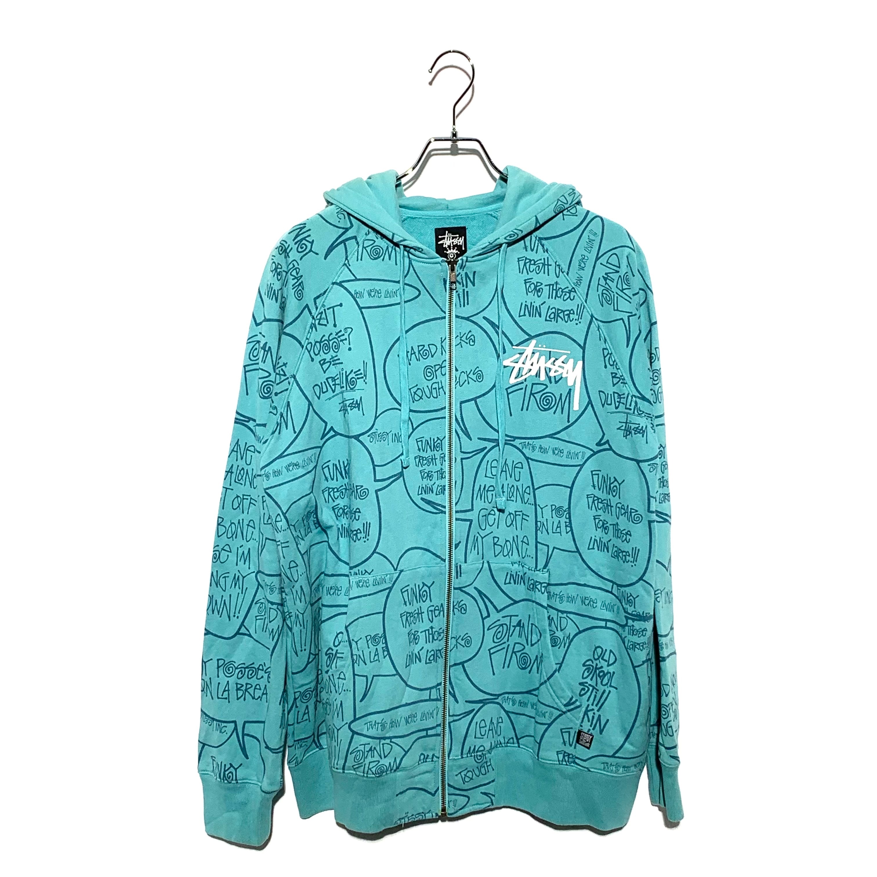 STUSSY Speech bubbles print zip up Light Blue