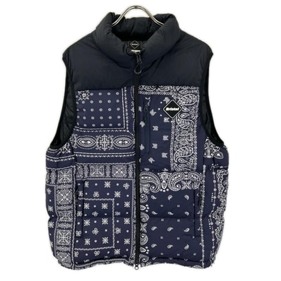 エフシーリアルブリストル FCRB-222043 22AW ネイビー DOWN VEST ペイズリー柄ダウンベスト XL