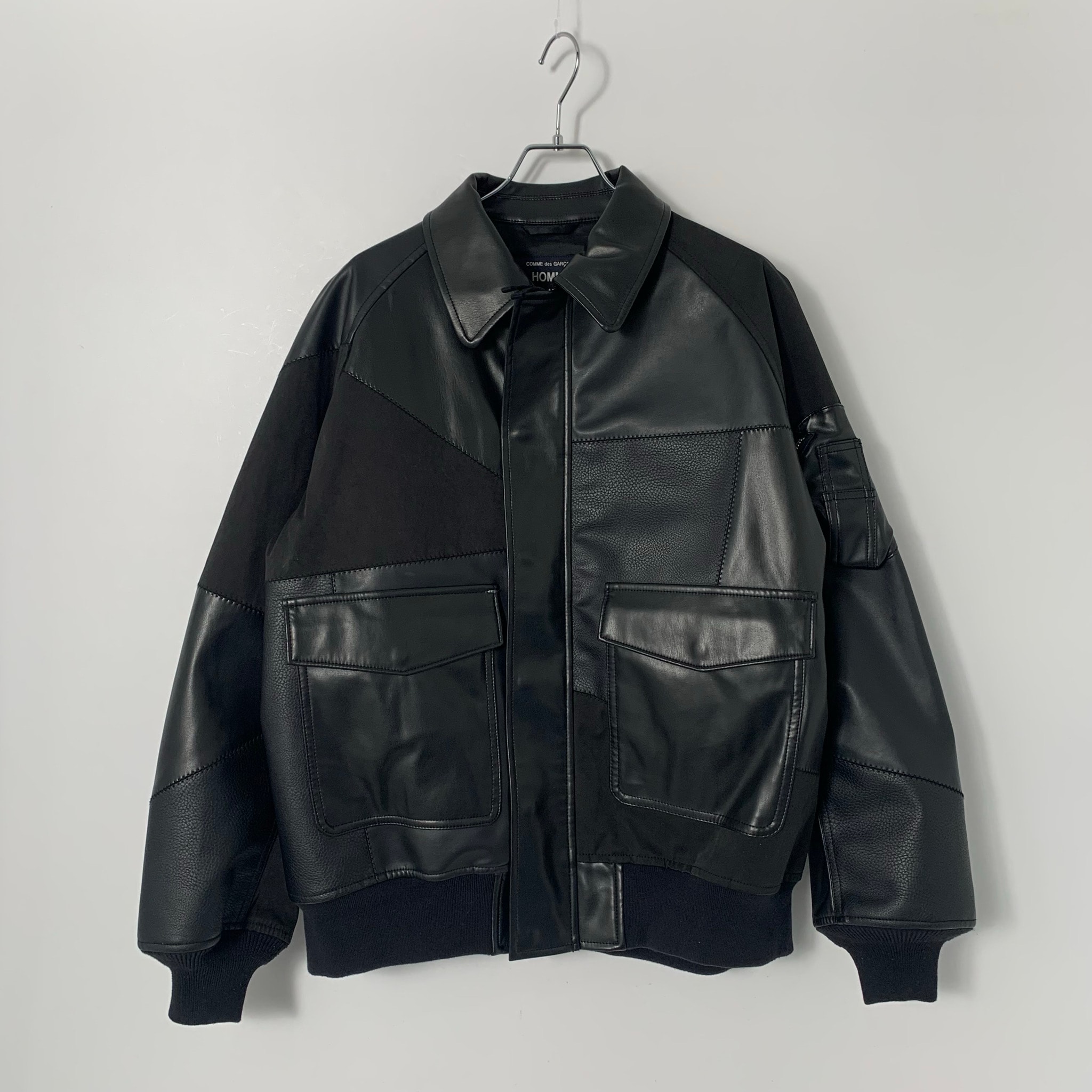 COMME des GARCONS HOMME synthetic leather patchwork blouson "Black"