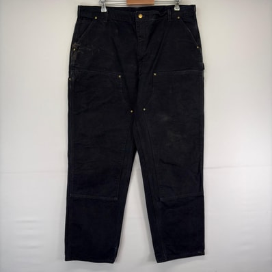 古着 カーハート Carhartt USA製 ダック パンツ ペインター ワンポイント ダブルニー 作業着 スパナポケット w42 L34 ブラック メンズ
