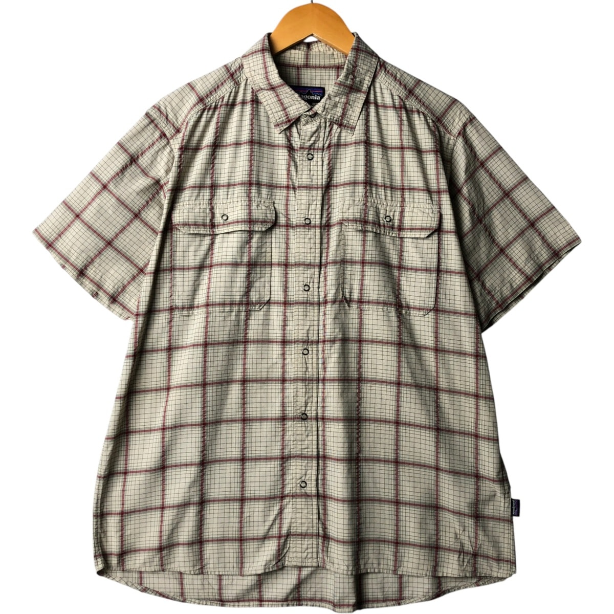 古着 パタゴニア Patagonia 53190SP16 チェック柄 半袖 ナイロンシャツ メンズL相当/eaa568157