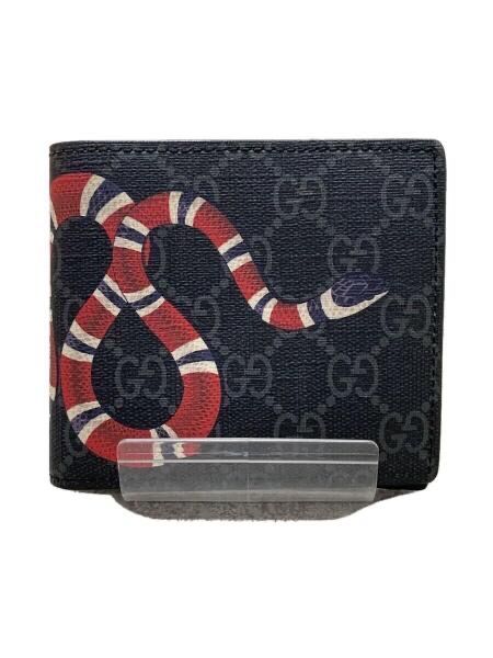 GUCCI Kingsnake Print GG Supreme Coin Wallet "Black"