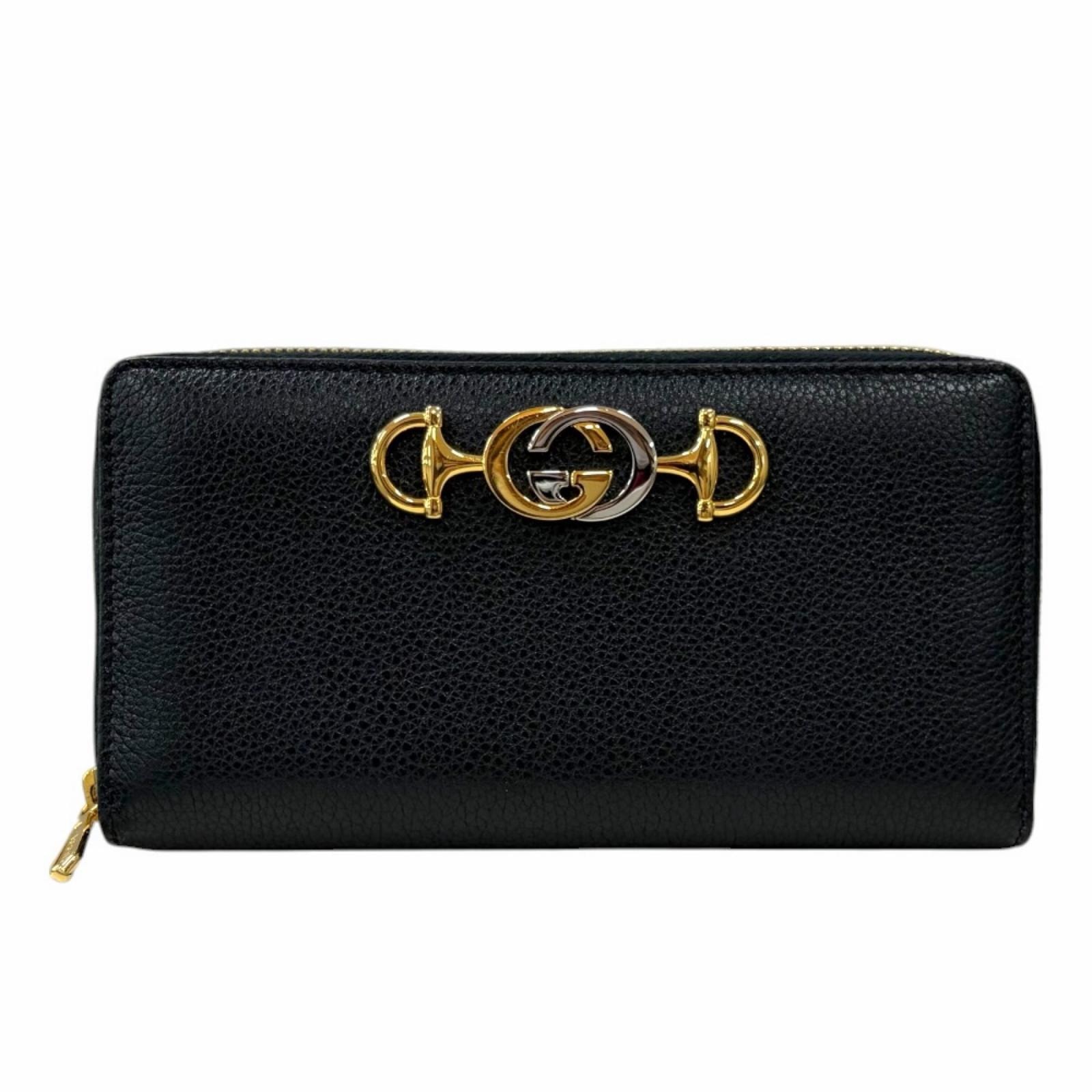 GUCCI Zumi Leather Zip Around Wallet "Black"