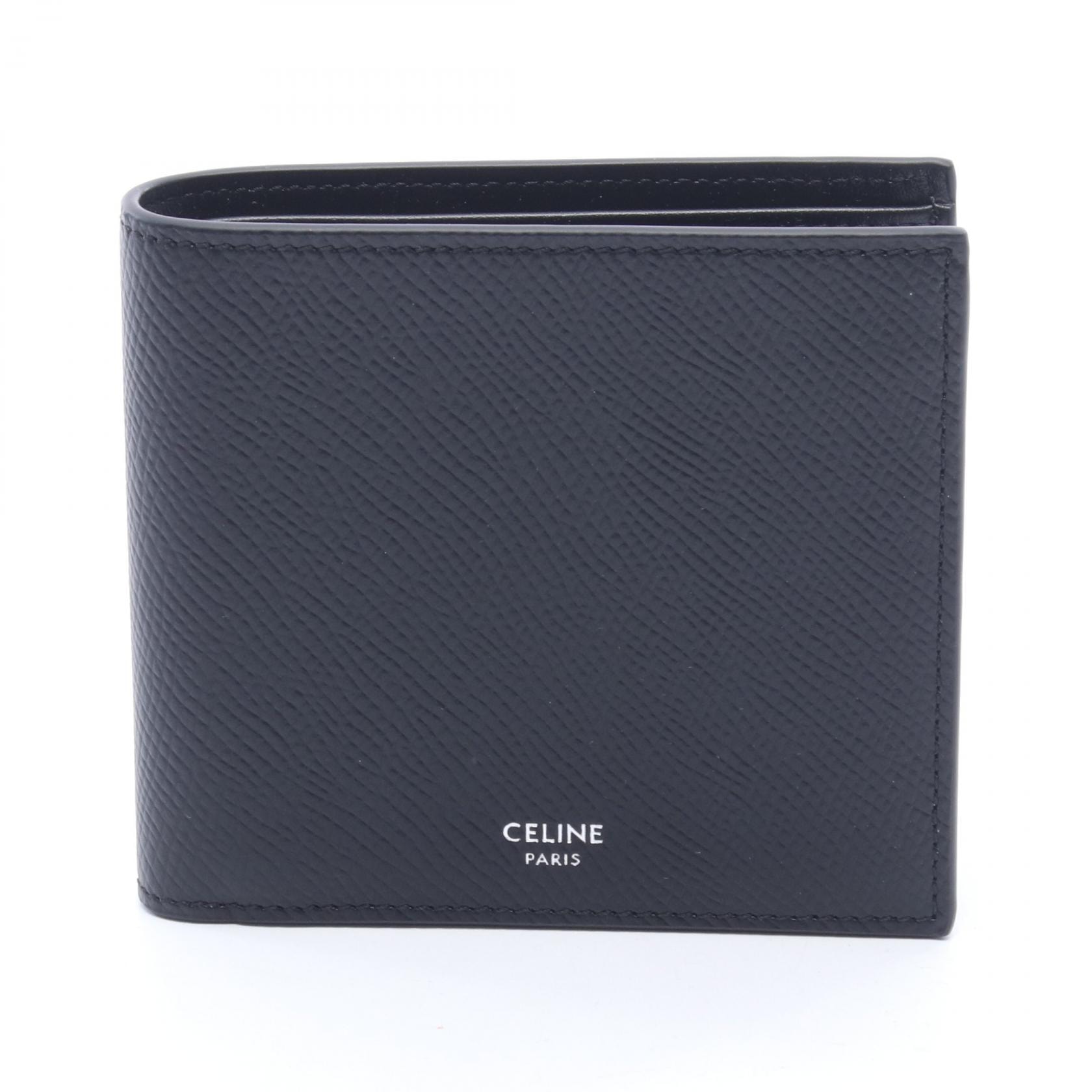 セリーヌ CELINE バイフォールドウォレット 二つ折り財布 財布 レザー メンズ ブラック系 10B653BEN38SI 【新品】