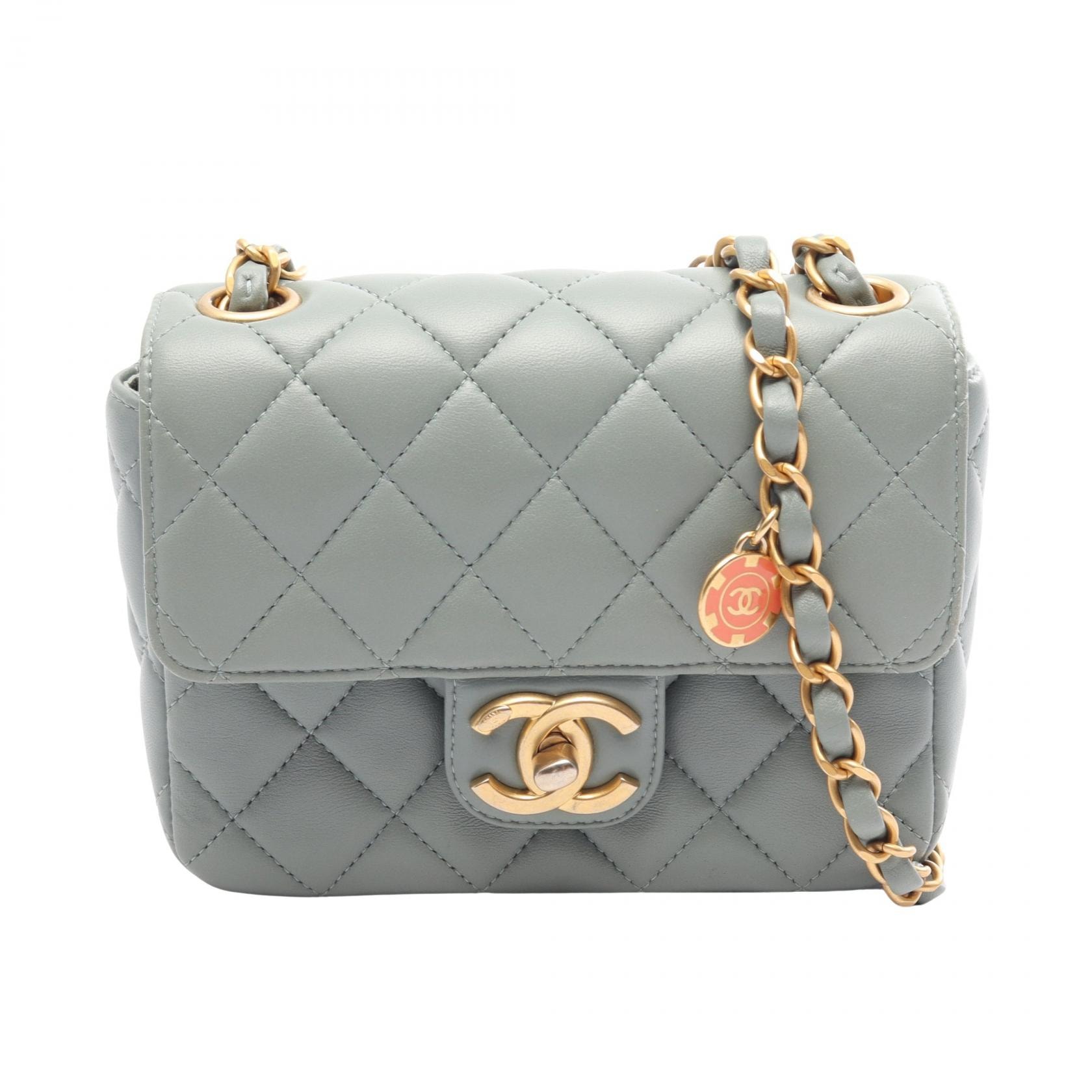 シャネル CHANEL ミニマトラッセ ショルダーバッグ バッグ ラムスキン(羊革) レディース グリーン系 【中古】