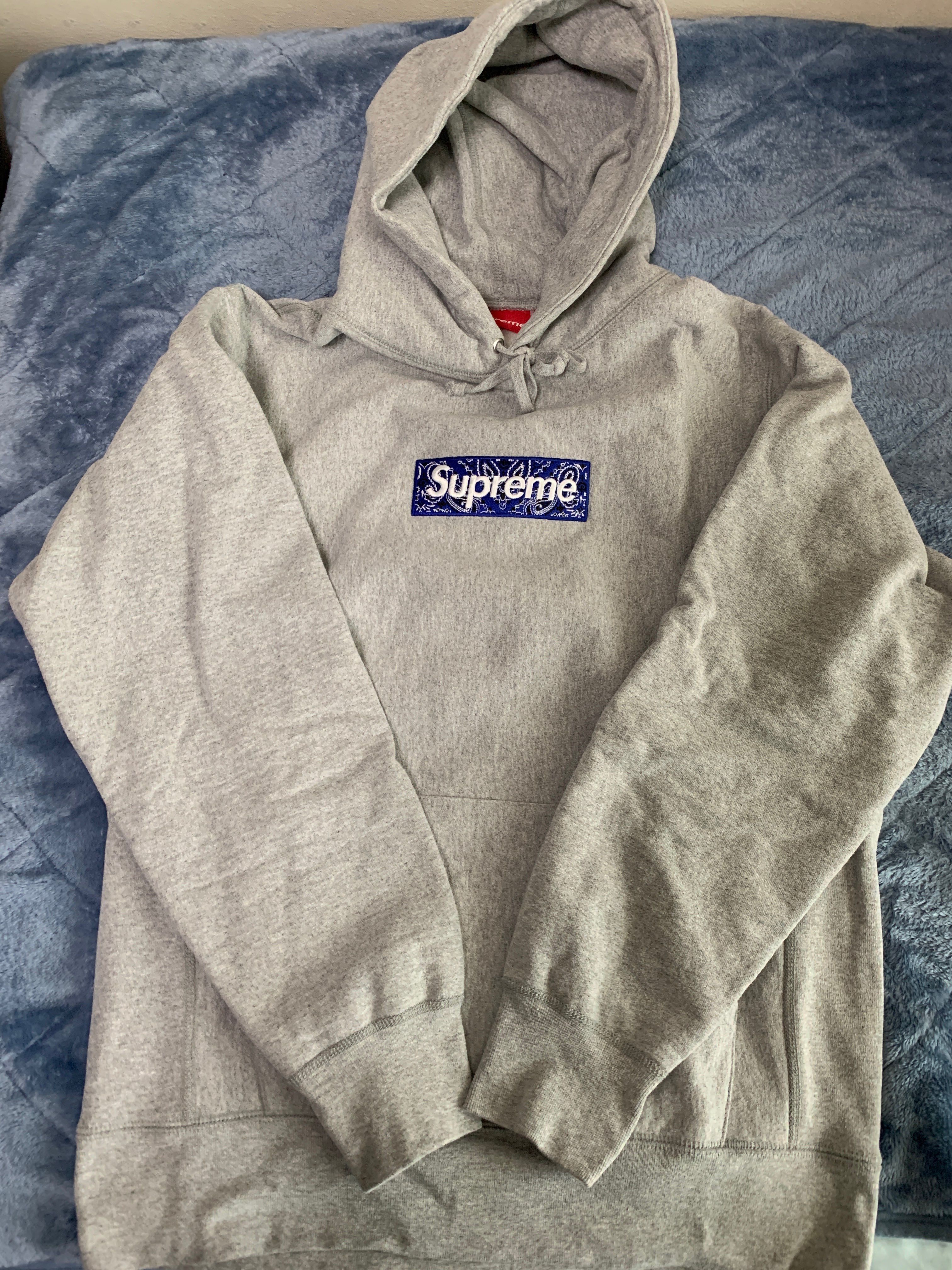 Supreme Bandana Box Logo Hooded Sweatshirt "Grey"