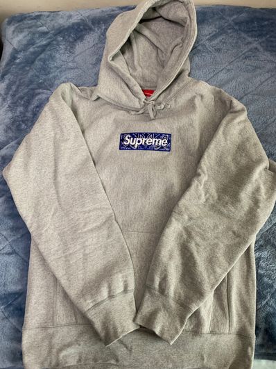 Supreme Bandana Box Logo Hooded Sweatshirt "Grey"