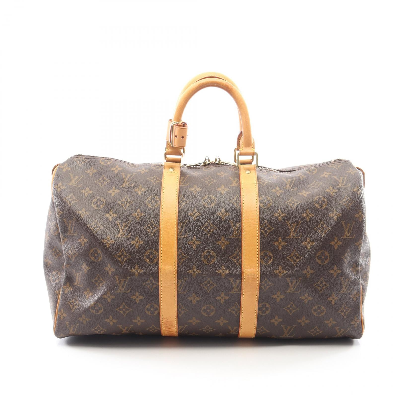 ルイ・ヴィトン LOUIS VUITTON キーポル45 ボストンバッグ バッグ PVCコーティングキャンバス レザー モノグラム メンズ レディース ブラウン系 M41428 【中古】
