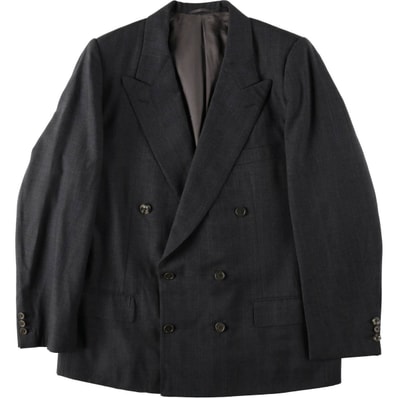 古着 バーバリー Burberry's DAVIDE CENCI チェック柄 ピークドラペル ダブルブレスト ウールテーラードジャケット イタリア製 メンズL相当/evb034275