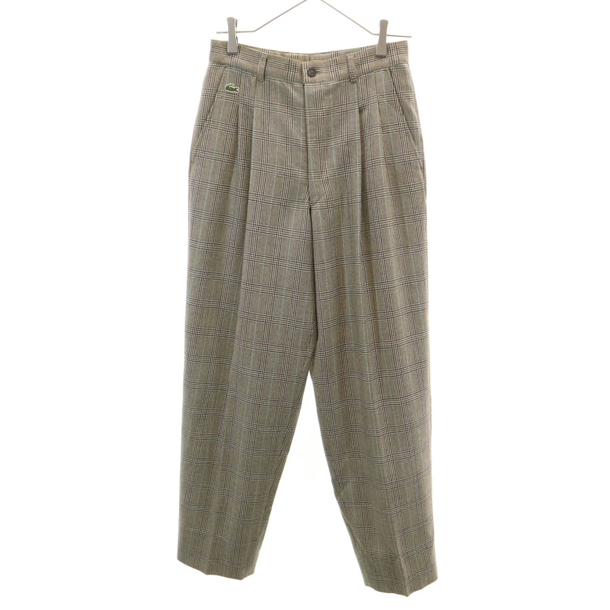 LACOSTE ラコステ チェック柄 スラックスパンツ 2 ブラウン系