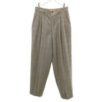 LACOSTE ラコステ チェック柄 スラックスパンツ 2 ブラウン系