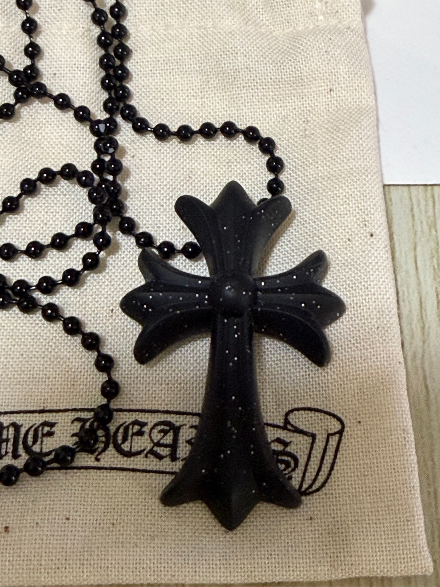 Chrome Hearts Rubber Small CH Cross Silicon Necklace "Black/Lame"