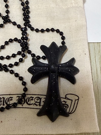 Chrome Hearts Rubber Small CH Cross Silicon Necklace "Black/Lame"