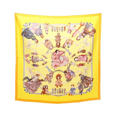 エルメス HERMES カレ90 HELLO DOLLY スカーフ 衣料品 シルク シルク レディース イエロー系 / マルチカラー 【中古】