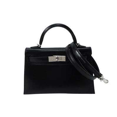 HERMES エルメス ショルダーバッグ ケリー ミニ ドゥ ケリー 20 黒 (ブラック) ボックスカーフ シルバー金具 G刻印 新品