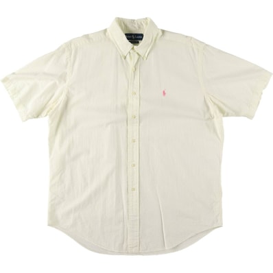 古着 ラルフローレン Ralph Lauren CLASSIC FIT シアサッカー 半袖 ボタンダウン ストライプシャツ メンズL相当/eaa539474