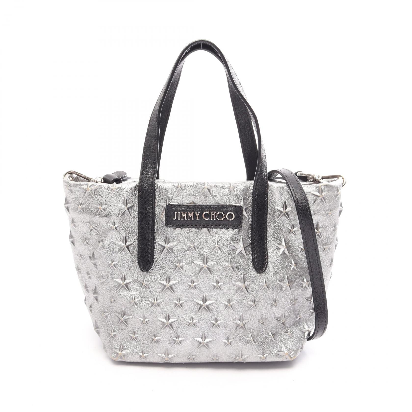 ジミーチュウ JIMMY CHOO MINISARA ミニサラ スタースタッズ 2WAY ハンドバッグ バッグ レザー レディース シルバー系 / ブラック系 【中古】