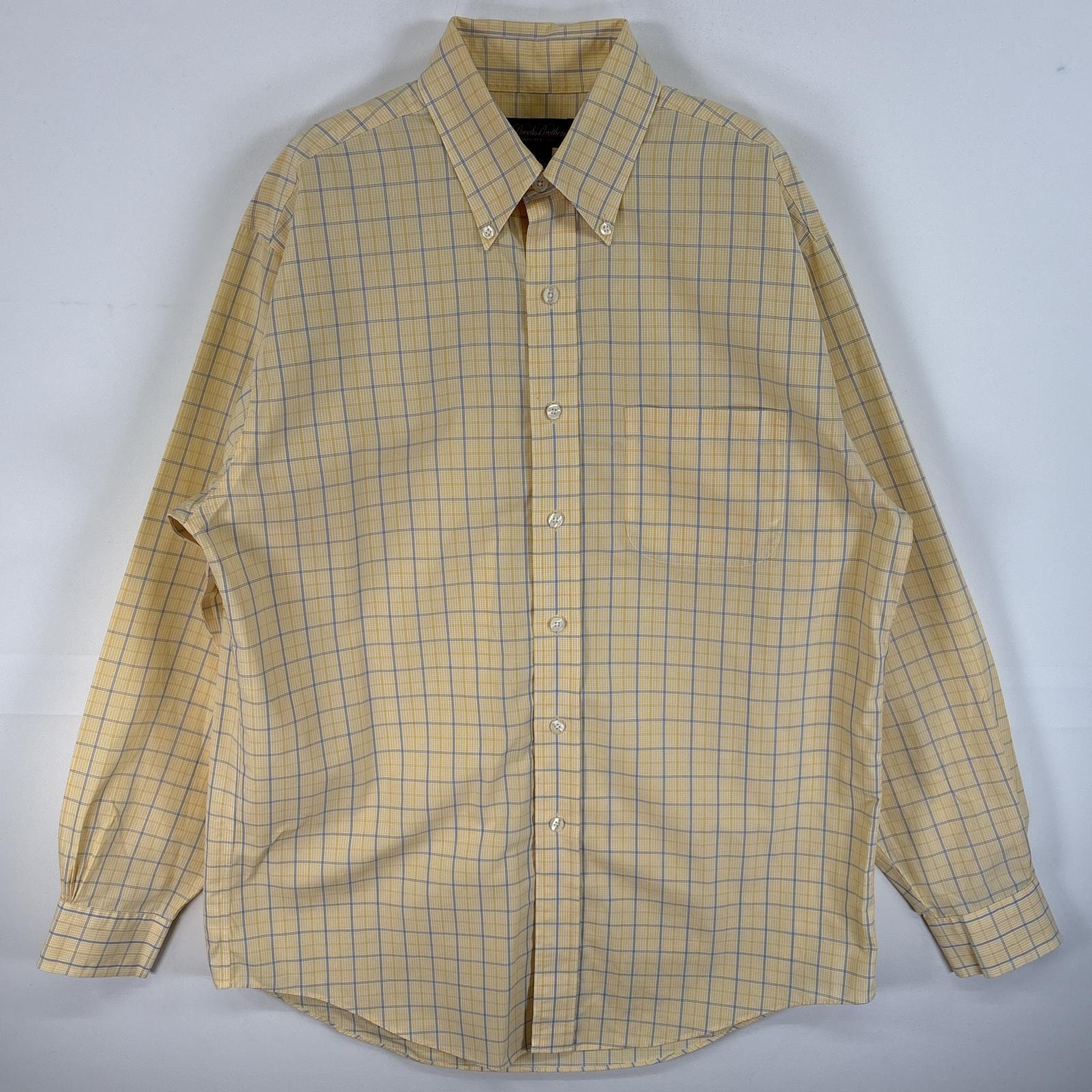 古着 ブルックスブラザーズ Brooks Brothers 長袖シャツ ボタンダウンシャツ 胸ポケ NON-IRON M イエロー チェック メンズ