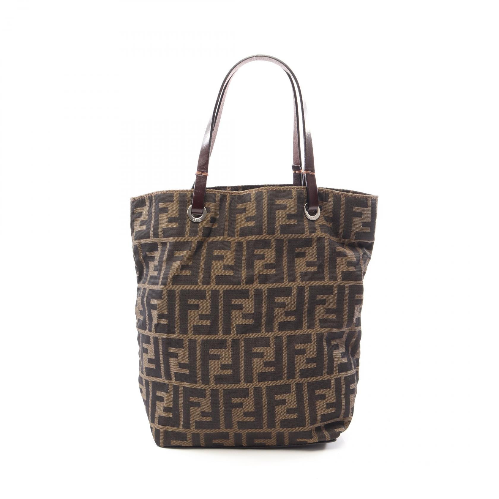 フェンディ FENDI ズッカ トートバッグ バッグ キャンバス レザー レディース ブラウン系 【中古】