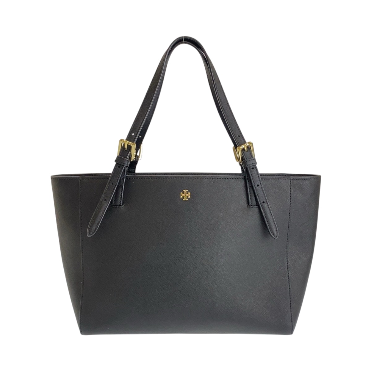 美品 Tory Burch トリーバーチ ブラック 黒 ゴールド金具 レザー トートバッグ ハンドバッグ 600404 【中古】