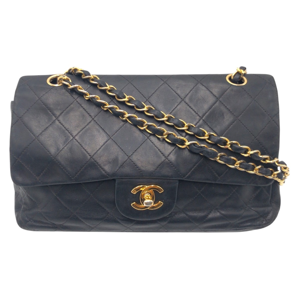 CHANEL シャネル マトラッセ25 ココマーク ターンロック ブラック 黒 レザー ショルダーバッグ チェーンショルダーバッグ 505603 【中古】