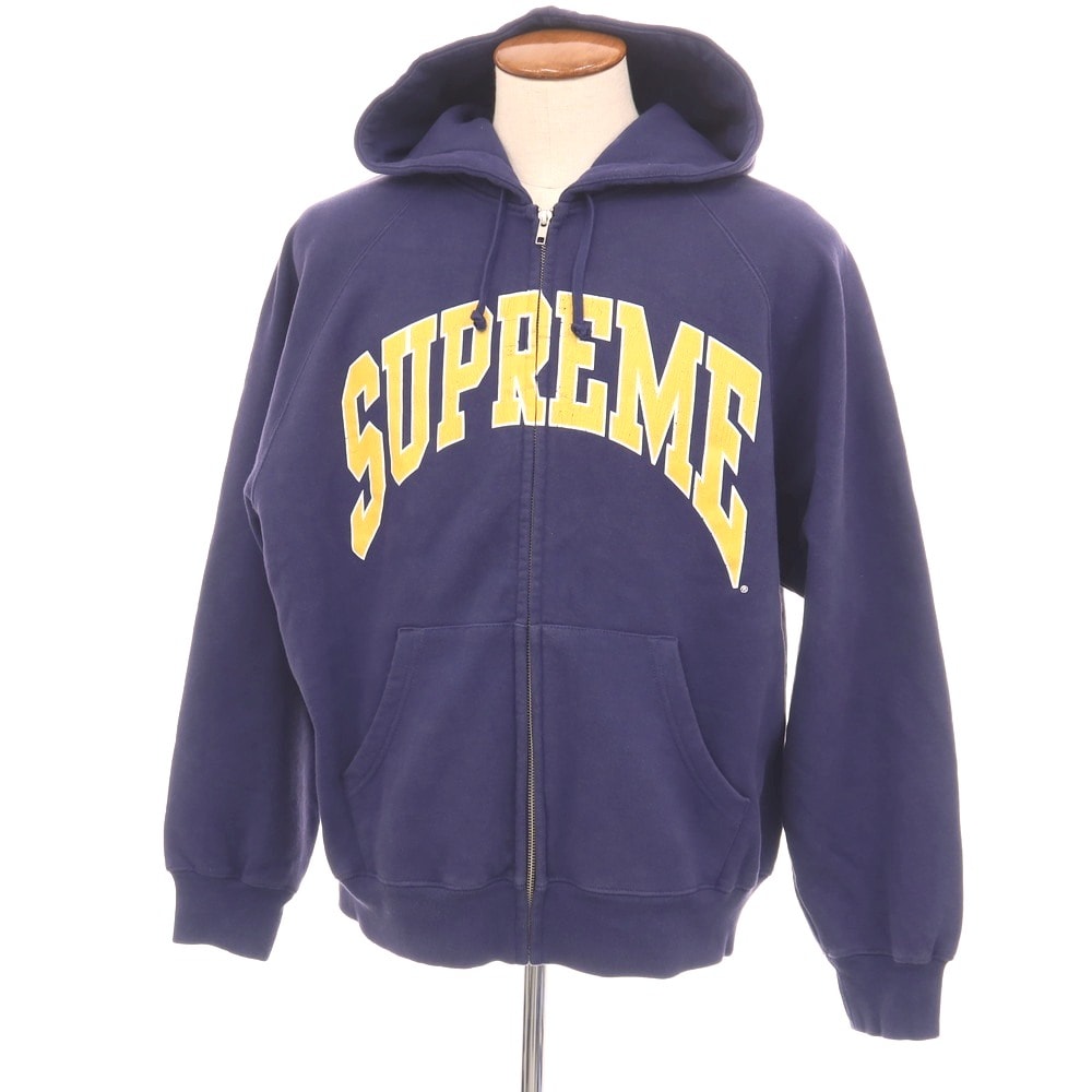 【中古】シュプリーム Supreme 2026年春夏 Cracked Raglan Zip Up Hooded Sweatshirt パーカー ネイビー【サイズM】【メンズ】