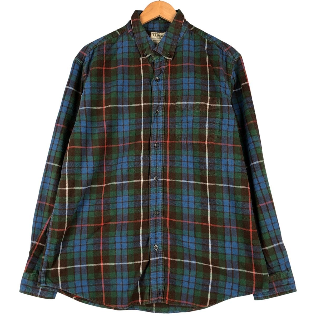 古着 90~00年代 エルエルビーン L.L.Bean SLIGHTLY FITTED 長袖 ボタンダウン ライトネルチェックシャツ メンズL相当 ヴィンテージ/eaa602639