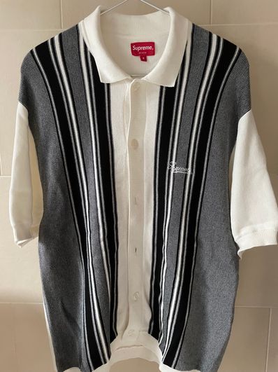 Supreme Stripe Button Up Polo "White"