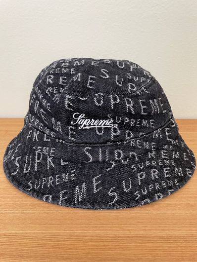 Supreme Warp Jacquard Logos Denim Crusher "Black"