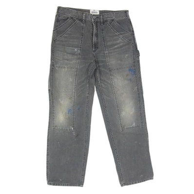 BOWWOW バウワウ パンツ DOUBLE KNEE DUCK PAINTER PANTS AGEING ダブルニー ダック ペインターパンツ ブラック系 L【美品】【中古】