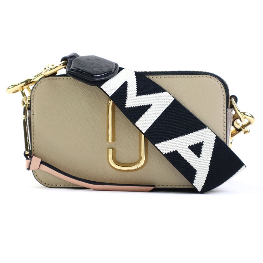 マークジェイコブス MARC JACOBS ショルダーバッグ スナップショット PVCコーティングキャンバス ベージュ/グレー/ピンク レディース【中古】 r11378i