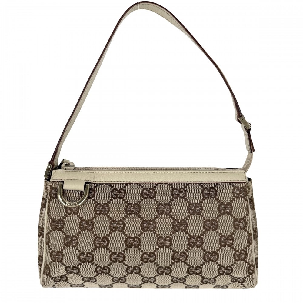 GUCCI グッチ ハンドバッグ アビー アクセサリーポーチ 小さめ 145750 GGキャンバス  レザー   ベージュ ゴールド金具 レディース【中古品】