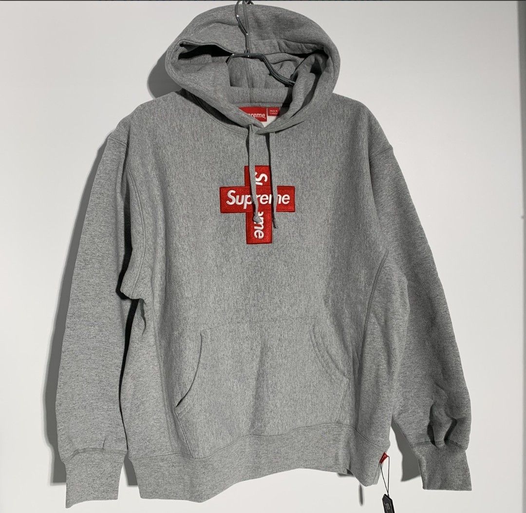 Supreme Cross Box Logo Hooded Sweatshirt "Grey"