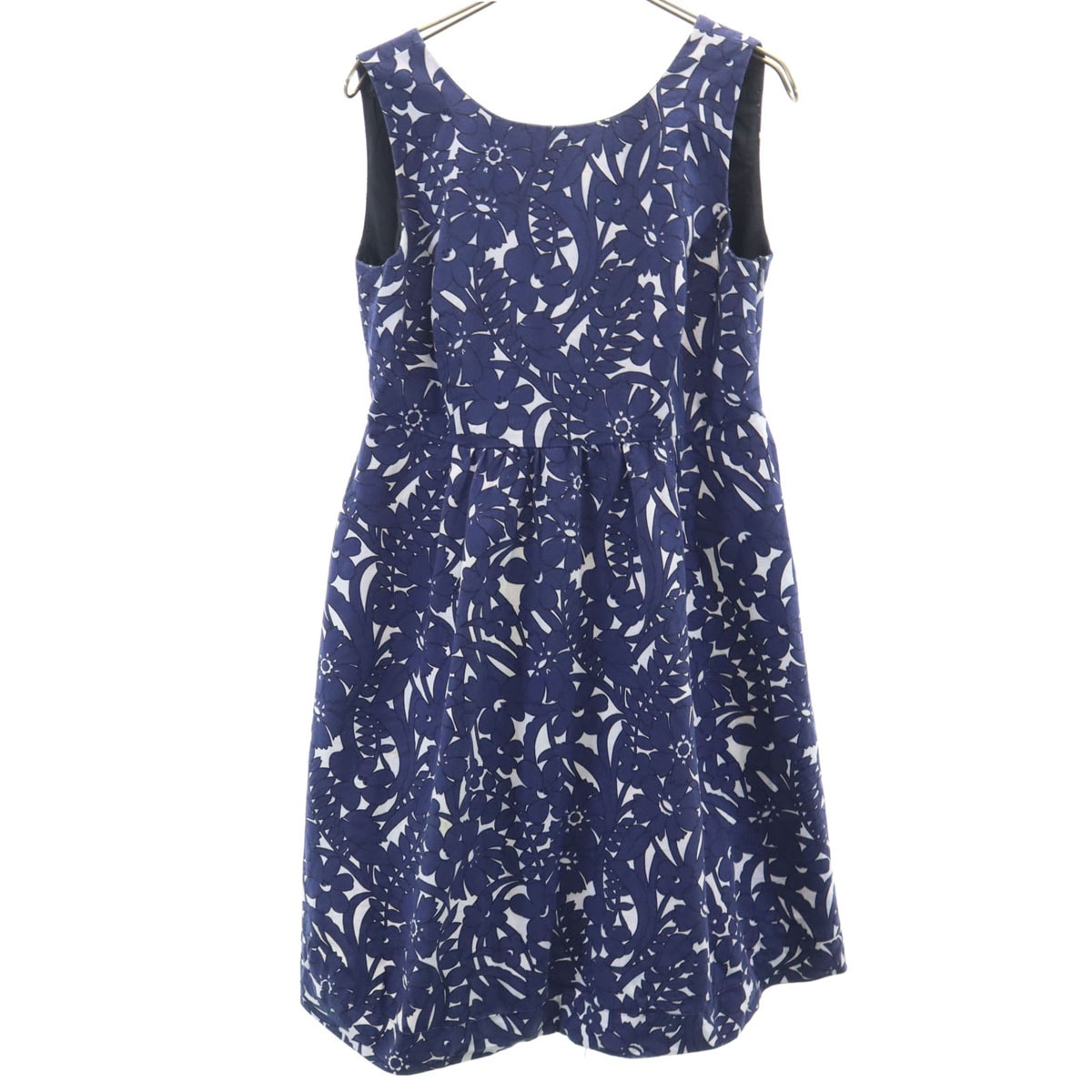 ZARA BASIC ザラベーシック 花柄 ノースリーブ ワンピース M ネイビー